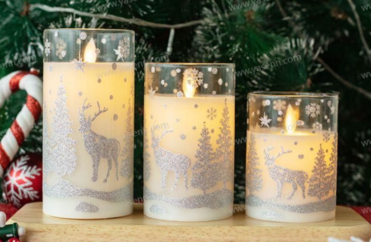 7CM BULLET FLAME GLASS-PLASTIC CANDLE LAMP 3-PIECE SE YSC23098ABC