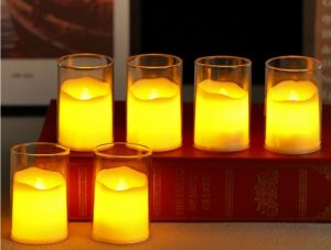 4.1 × 6 CM Simulated Glass Dome Wavy Mouth Mini Tea Wax – Elegant LED Tea Light with Wavy Glass Dome for Cozy Ambiance (YSC24057)