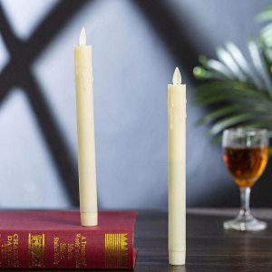 2.2 × 25.5 CM Wavy Swinging Teardrop Taper Candle – Soft, Flickering Flame Effect for Cozy Atmosphere (YSC24077)