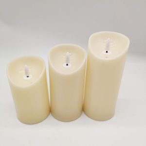 Set of Three R6 Thicker Bullet Wick LED Pillar Candles – Elegant Flickering LED Light with Thicker Bullet Wick Design for Cozy Ambiance (YSC23082BABC)