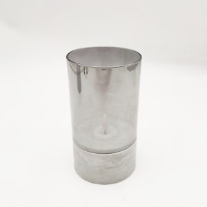 8 × 15 CM Bullet Flame Glass-Imitation Cement Candle Lamp – Elegant Cement Look with Bullet Flame Effect for Cozy Lighting (YSC23090A)