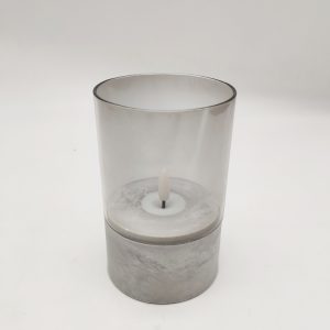 8 × 12.5 CM Bullet Flame Glass-Imitation Cement Candle Lamp – Stylish Cement Finish with Bullet Flame Effect for Warm, Flickering Glow