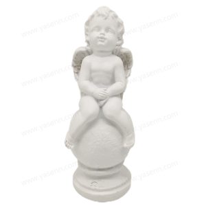 Charming LED Resin Seat Ball Angel – 20.3x6.9x7CM, Cold White Light, Battery Operated for Your Home - YSSZ21011