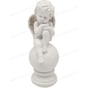 Charming Seat Ball Resin Angel – 19.8x7x8CM, Cold White Light, Battery Operated Décor for Your Home - YSSZ21014