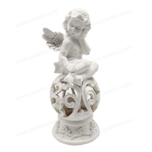 LED Hollow Ball Resin Angel – Cold White Light, Battery Operated Décor, 26x9.5x8.5CM - YSSZ21016