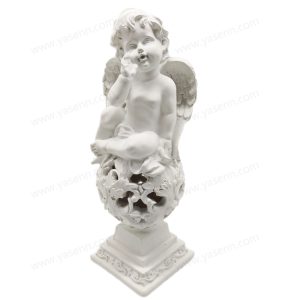 Modern LED Hollow Ball Resin Angel – Cold White Light, Battery Powered, Elegant 32.9x10.3x10.3CM Décor - YSSZ21018